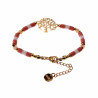 Roze-Wit Polymeerklei Armband met Levensboomhanger Verguld RVS