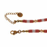 Roze-Wit Polymeerklei Armband met Levensboomhanger Verguld RVS