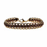 Verguld RVS Armband Dames - Cubaanse Schakelsarmband met Bruin Koord