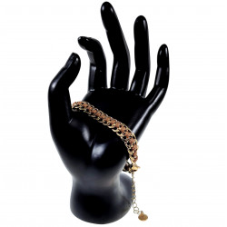 Verguld RVS Armband Dames - Cubaanse Schakelsarmband met Bruin Koord