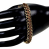 Verguld RVS Armband Dames - Cubaanse Schakelsarmband met Bruin Koord