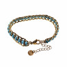 Verguld RVS Armband Dames Cubaanse Schakelsarmband met Lichtblauw Koord