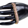 18cm tot 22cm Armband Dames - Breed - Verguld RVS - Cubaanse Schakelsarmband met Roze Koord - Verstelbaar