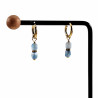 ∅14mm Oorbellen Dames - Verguld RVS - Oorringen met Lichtblauwe Glaskralen Hanger