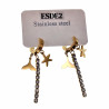 Oorbellen Dames - Verguld RVS - Oorringen met Drie Hanger