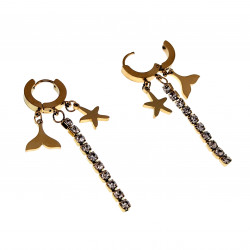 Oorbellen Dames - Verguld RVS - Oorringen met Drie Hanger