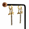 Oorbellen Dames - Verguld RVS - Oorringen met Drie Hanger