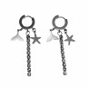 Oorbellen Dames - Gepolijst RVS - Oorringen met Drie Hanger