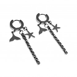 Oorbellen Dames - Gepolijst RVS - Oorringen met Drie Hanger