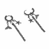 Oorbellen Dames - Gepolijst RVS - Oorringen met Drie Hanger
