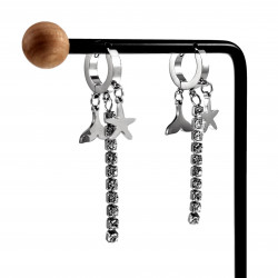 Oorbellen Dames - Gepolijst RVS - Oorringen met Drie Hanger