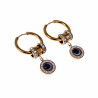 Lange Oorbellen Dames - Verguld RVS - ∅20mm Oorringen met Turks Oog Hanger