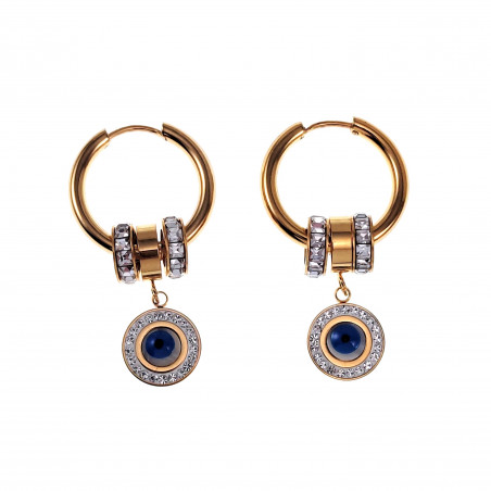 Lange Oorbellen Dames Verguld RVS ∅20mm Oorringen met Turks Oog Hanger