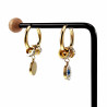Lange Oorbellen Dames - Verguld RVS - ∅20mm Oorringen met Turks Oog Hanger