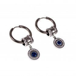 Lange Oorbellen Dames - Gepolijst RVS - ∅20mm Oorringen met Turks Oog Hanger