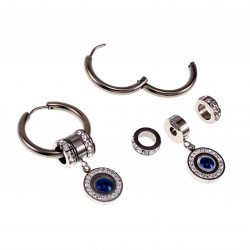 Lange Oorbellen Dames - Gepolijst RVS - ∅20mm Oorringen met Turks Oog Hanger