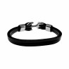 Armband Unisex - Meerlagige Armband met Anker - Gepolijst RVS - Zwarte Leer