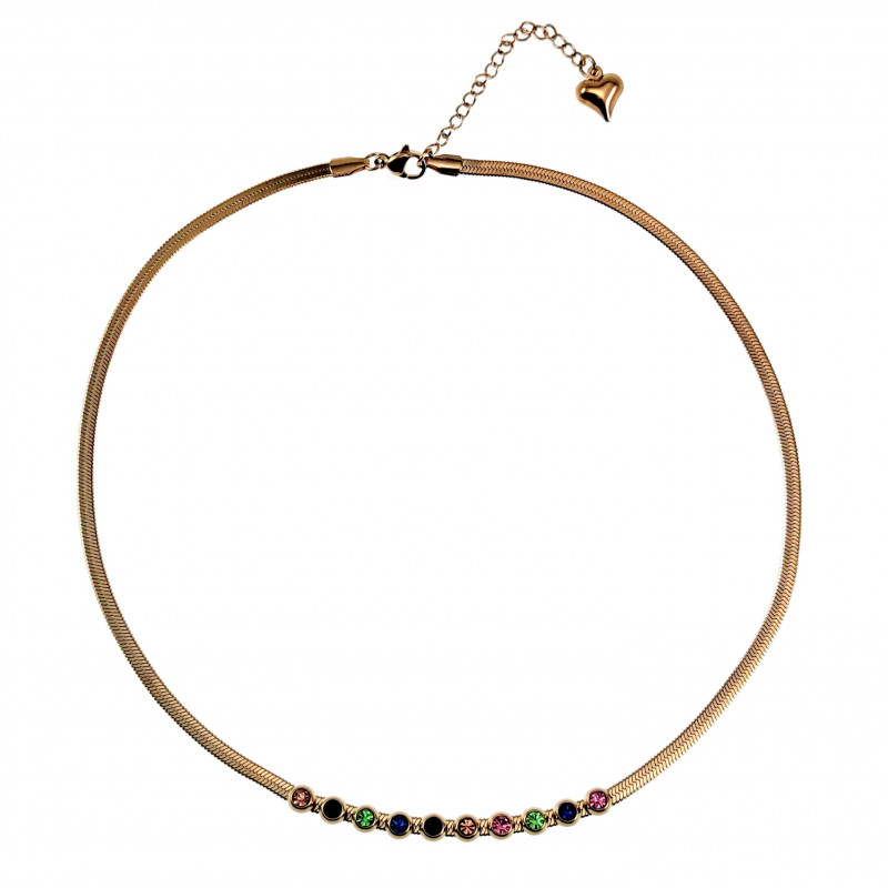 48cm x 3mm Ketting Dames Verguld RVS Slangenketting met Zirkoniasteen 48cm x 3mm Ketting Dames Verguld RVS Slangenketting met Zirkoniasteen