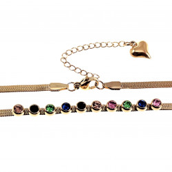 48cm x 3mm Ketting Dames Verguld RVS Slangenketting met Zirkoniasteen
