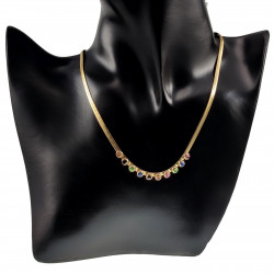 48cm x 3mm Ketting Dames Verguld RVS Slangenketting met Zirkoniasteen