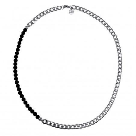 57cm x 7mm Ketting Heren - RVS - Cubaanse Schakelsketting met Onyx