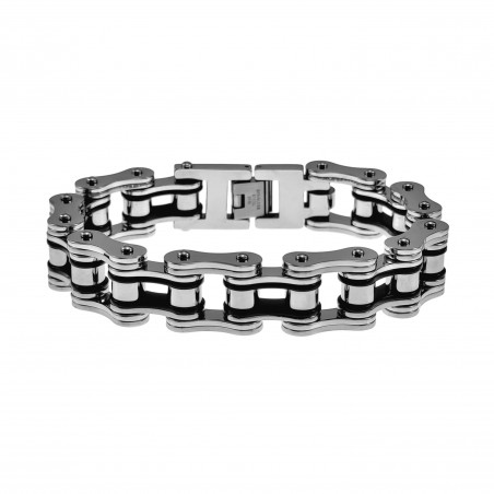 Armband Heren - RVS Zilver/Zwart Schakelarmband Motorketting - Biker