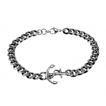 Armband Heren - Gepolist RVS - Cubaanse Schakelarmband met Anker