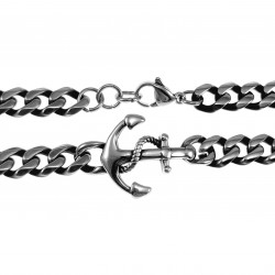 Armband Heren - Gepolist RVS - Cubaanse Schakelarmband met Anker