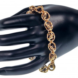 Dames Armband met Natuurlijke Tijgeroogsteen Verguld RVS Verstelbaar
