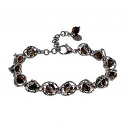 Dames Armband met Tijgeroogsteen RVS Verstelbaar Schakelsarmband