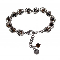 Dames Armband met Tijgeroogsteen RVS Verstelbaar Schakelsarmband