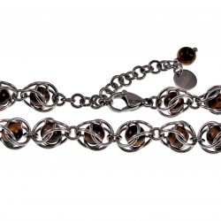 Dames Armband met Tijgeroogsteen RVS Verstelbaar Schakelsarmband