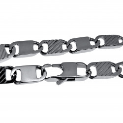 19cm x 9mm Armband Heren - Gepolist RVS 316L - Schakelarmband met Lijnen
