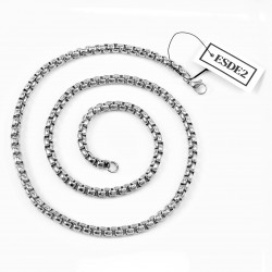 60cm x 5mm Jasseron Ketting + Kruis Hanger Heren - Gepolist RVS