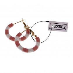 ∅27mm Oorringen me Roze-Gebroken Wit Polymeerklei Verguld RVS Dames