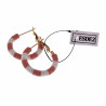 ∅27mm Oorbellen Dames - Verguld RVS - Oorringen met Roze-Gebroken Wit Polymeerklei