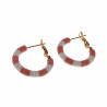 ∅27mm Oorringen me Roze-Gebroken Wit Polymeerklei Verguld RVS Dames