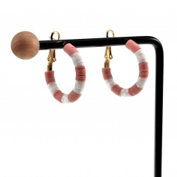 ∅27mm Oorringen me Roze-Gebroken Wit Polymeerklei Verguld RVS Dames