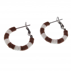 ∅27mm Oorringen me Roze-Gebroken Wit Polymeerklei RVS  Oorbellen Dames