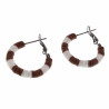 ∅27mm Oorringen me Roze-Gebroken Wit Polymeerklei RVS  Oorbellen Dames