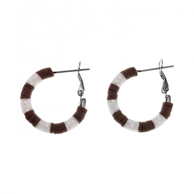 ∅27mm Oorringen me Roze-Gebroken Wit Polymeerklei RVS Oorbellen Dames ∅27mm Oorringen me Roze-Gebroken Wit Polymeerklei RVS Oorbellen Dames