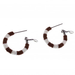 ∅27mm Oorringen me Roze-Gebroken Wit Polymeerklei RVS  Oorbellen Dames
