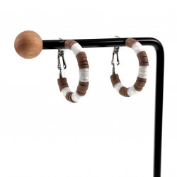 ∅27mm Oorringen me Roze-Gebroken Wit Polymeerklei RVS  Oorbellen Dames