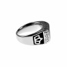 Ring Heren Kroon Design - Gepolijst RVS - Zegelring met Zwarte Emaille
