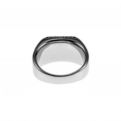 Ring Heren Kroon Design - Gepolijst RVS - Zegelring met Zwarte Emaille