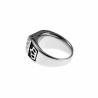 Ring Heren Kroon Design - Gepolijst RVS - Zegelring met Zwarte Emaille