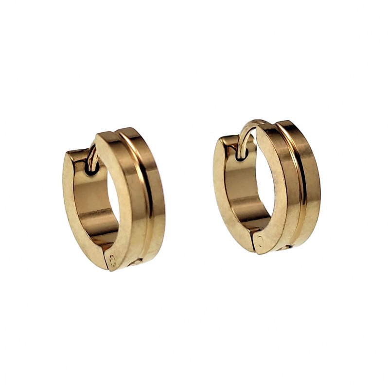 ∅13mm x 4mm Oorbellen Unisex - Gepolijst Verguld RVS - Oorringen met 1-Groef - Dames - Heren