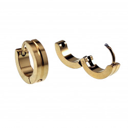 ∅13mm x 4mm Oorbellen Unisex - Gepolijst Verguld RVS - Oorringen met 1-Groef - Dames - Heren