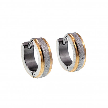 ∅13mm Oorbellen Unisex Zilver-Goud Klreur RVS Zand Design - Oorringen