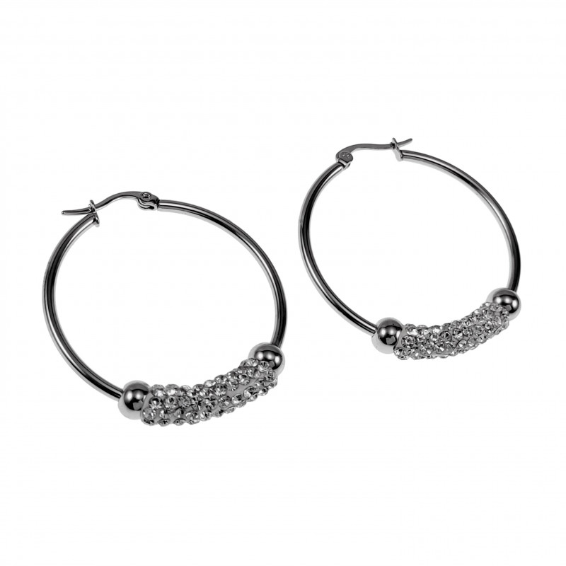 ∅38mm Oorbellen Dames - RVS - Oorringen met Fonkelende Zirkonias ∅38mm Oorbellen Dames - RVS - Oorringen met Fonkelende Zirkonias